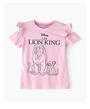 UrbanHaul X Disney The Lion King Cotton Graphic Ruffled T-Shirt - Pink