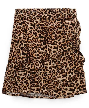 ليتل بيسز تنورة بطبعات جلد الفهد  - أسود