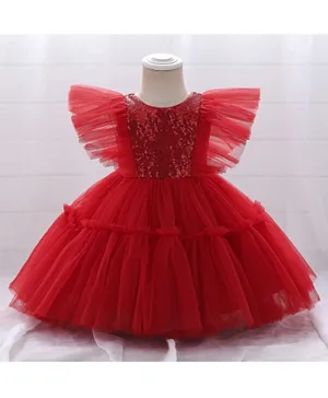 دي دانيلا فستان حفلات مزين بالفراشات - أحمر