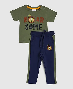 R&B Kids Printed Tee with Pants Set - Green