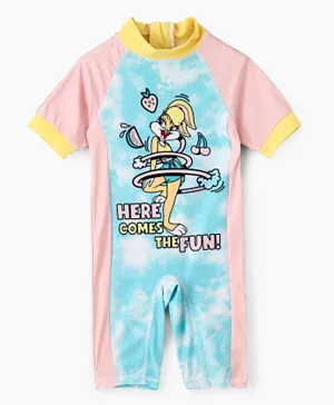 UrbanHaul X Warner Bros Lola Bunny Graphic Legged Swimsuit - Blue/Pink