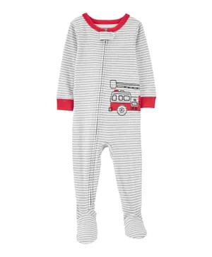 Carter's  Toddler Boy 1-Piece Footed Fire Truck Sleepsuit - Grey