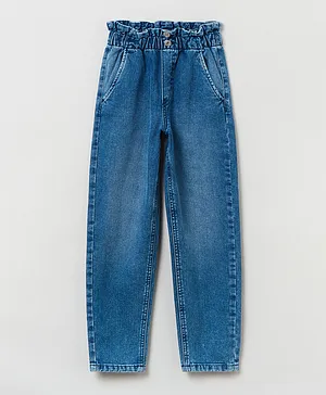 OVS Paper Bag Jeans With Pockets - Blue