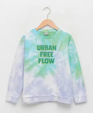 LC Waikiki Urban Free Flow Print Long Sleeves Sweatshirt - Green