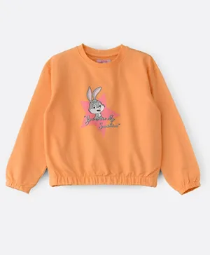 Jelliene Bunny Graphic Sweat Top - Orange