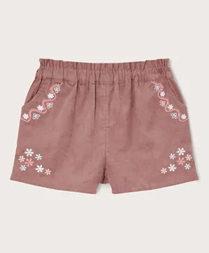Monsoon Children Baby Embroidered Corduroy Shorts - Lilac
