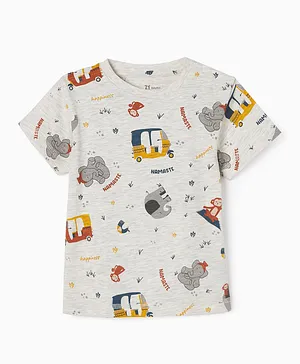 Zippy Happiness Round Neck T-Shirt - Grey