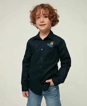 Trendyol Embroidered Full Sleeves Shirt - Navy