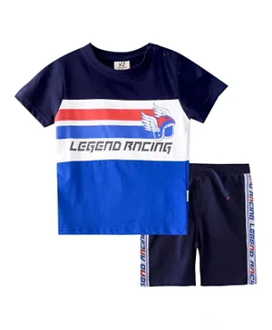 Victor and Jane Legend Racing Graphic T-Shirt & Shorts Set - Blue