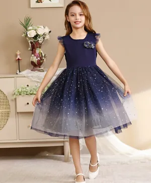 Le Crystal Embellished Dress - Blue