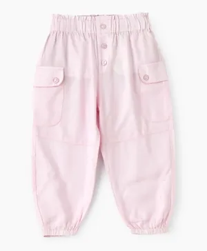 Jelliene Elastic Waist Pants - Pink