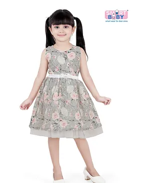 Smart Baby Floral Dress - Grey