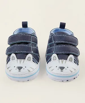 Zippy Velcro Closure Booties - Dark Blue
