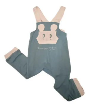 Forever Cute Bear Graphic Overall Dungaree - Mint