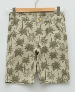LC Waikiki Tree Printed Cotton Shorts - Beige