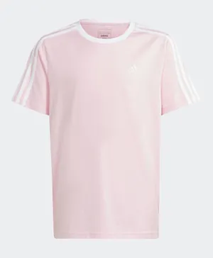 adidas Junior Essentials 3 Stripes Cotton Loose Fit Boyfriend T-Shirt - Pink