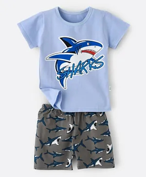Babyqlo Shark Tee with Shorts Set - Blue