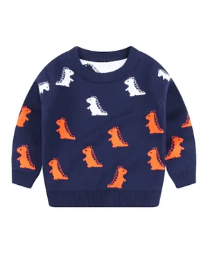 Kookie Kids Dino Print Sweaters - Navy Blue