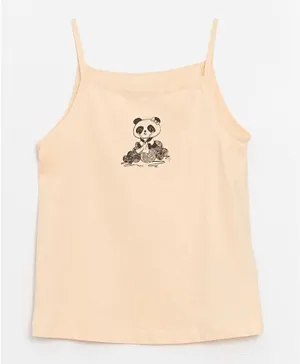 LC Waikiki Knitting Panda Print Singlet Neck Slip - Peach