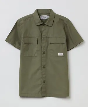 OVS Half Sleeves Patch Detail Shirt - Green