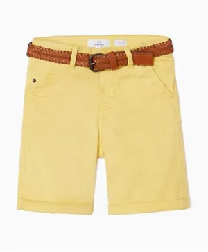 Zippy Short Length Shorts With Belt - Yellow