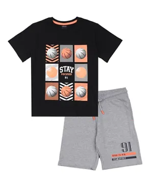 Urbasy Basketball T-Shirt with Shorts set - Black and Grey