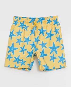 LC Waikiki Star Fish Printed Swim Shorts - Yellow