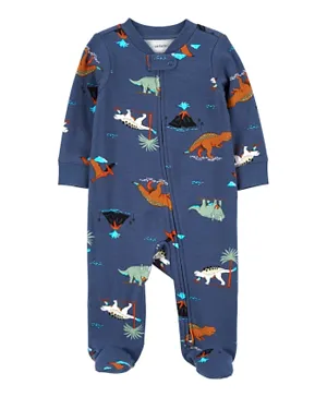 Carter's Dinosaurs 2-Way Zip Cotton Sleep & Play Pajamas - Blue