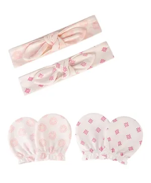 Hudson Childrenswear 2 Pack Mittens and Headband Set - Pink