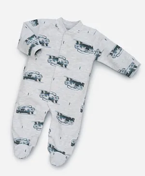 Babyqlo Car Cruisin Cozy Cotton Footie Romper - Grey