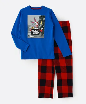 Warner Bros Looney Tunes Bugs Bunny Christmas Pajama Set - Blue