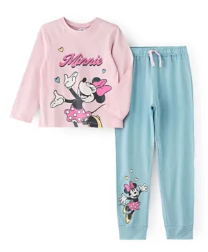 UrbanHaul X Disney Minnie Mouse Cotton Graphic Pyjama Set - Pink/Blue