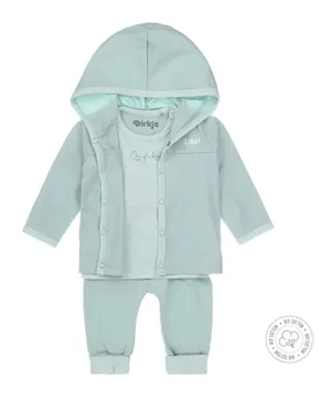 Dirkje Bio Cotton 3 Piece Babysuit Trousers Set - Aqua Green