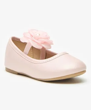 Flora Bella by Shoexpress Floral Accent Slip On Round Toe Ballerina Shoes - Pink
