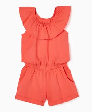 Zippy Sleeveless Stylish Jumpsuit - Orange