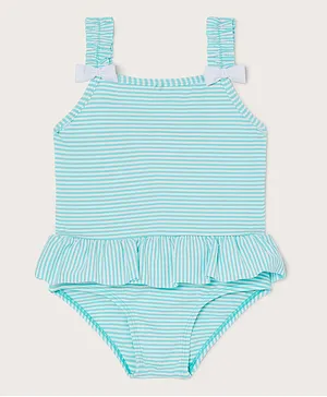 Monsoon Children Seersucker V Cut Swimsuit - Blue