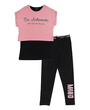 Urbasy Be Achiever Top with Leggings - Pink and Black