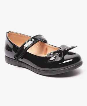 Flora Bella by Shoexpress Bow Accented Hook and Loop Closure Mary Jane Shoes - Black