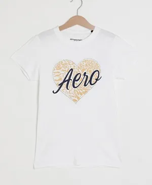 Aeropostale Heart Shape Graphic T-Shirt - White
