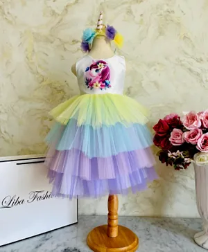 Liba Fashion Unicorn Graphic Party Dress - Multicolor