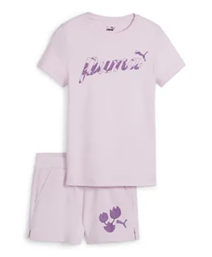 PUMA Blossom Tee & Shorts/Co-ord Set - Grape Mist