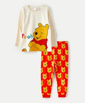 LC WaikikiWinnie the Pooh Printed Tee with Pajamas Set - Ecru