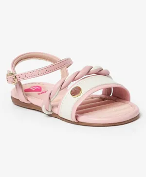Molekinha Hearts Detailed Back Strap Sandals - Pink