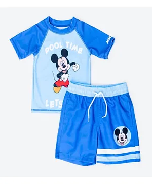 R&B Kids Mickey Mouse Print Swimwear Set - Blue