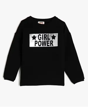 Koton Girl Power Graphic Sweatshirt - Black