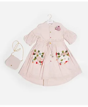 Amri Floral Dress With Side Bag - Light Pink