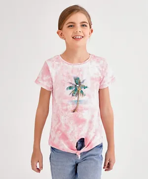 Minoti Tie Dye Sequin Detail T-Shirt - Pink