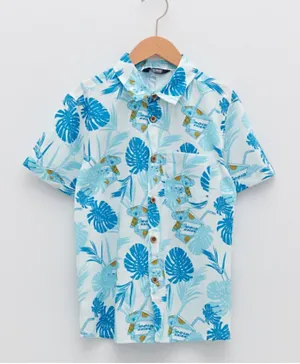 LC Waikiki Tropical Print Poplin Shirt - Blue