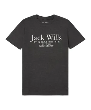 Jack Wills Cotton Graphic Script T-Shirt - Dark Grey