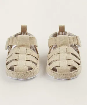 Zippy Fabric Strappy Sandals - Beige